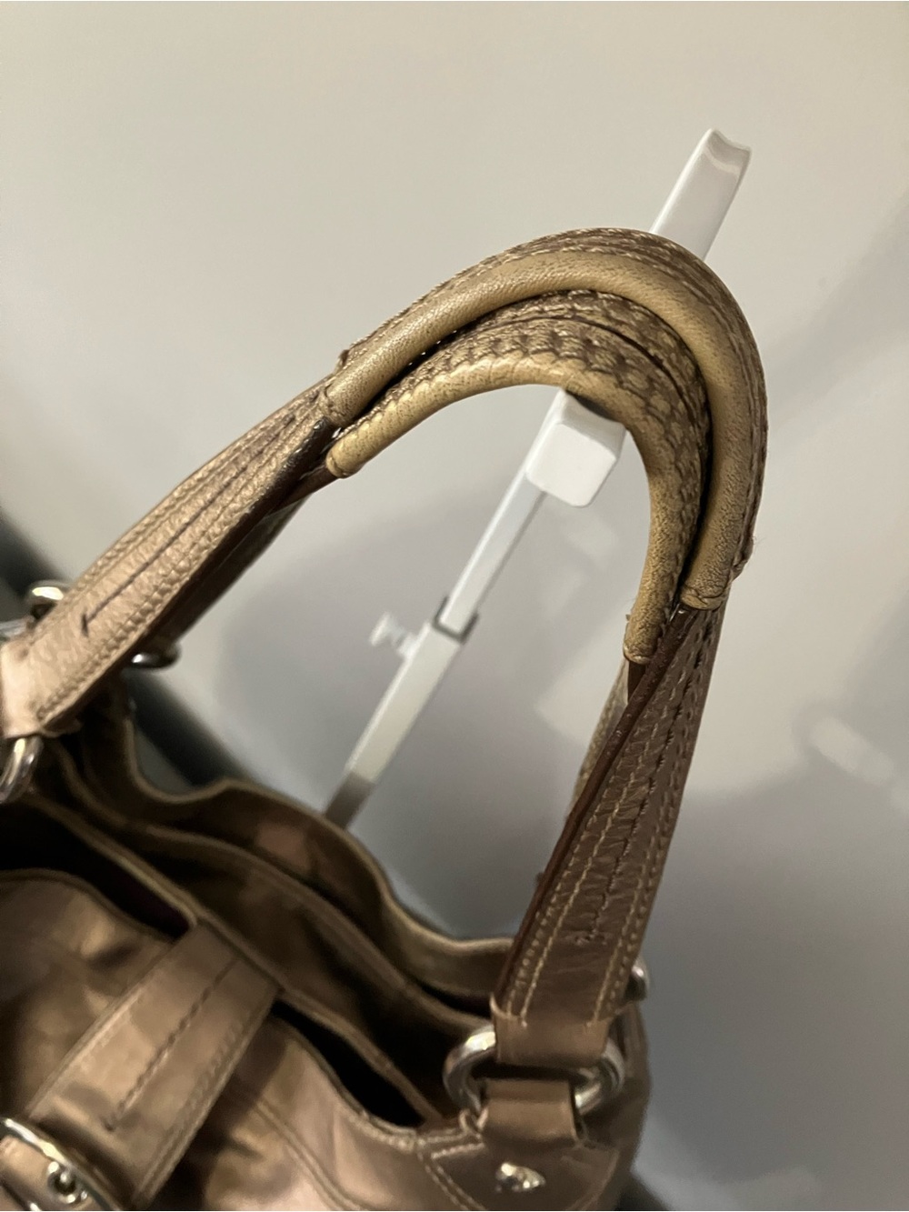 Coach Metallic Bronze Leather Shoulder Hobo Bag - Picture 4 of 15